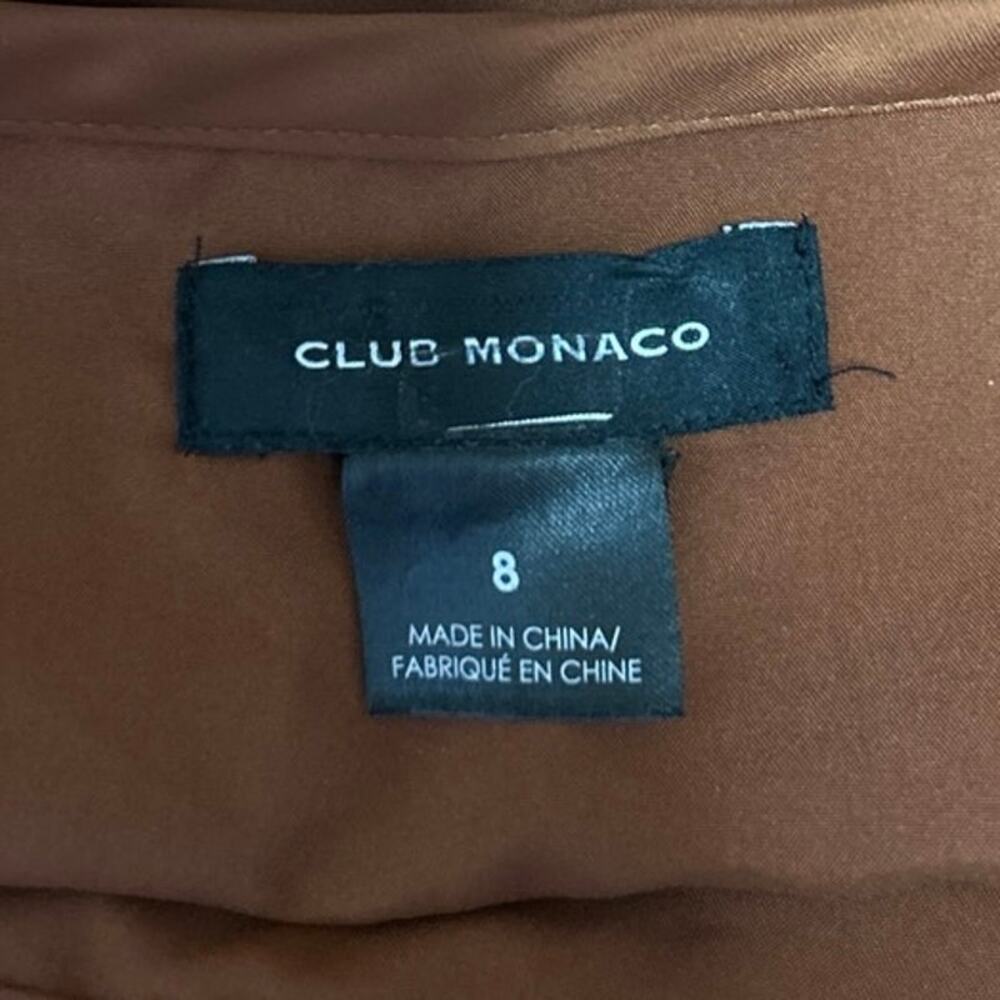 Club Monaco Trycia Brown Silk Satin Slit Zip Midi Straight Pencil Slip Skirt 8 - Picture 4 of 5